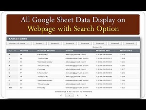 All Google Sheet Data Display on web page by search option by web app script