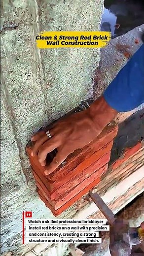 Master Bricklayer Shows Proper Red Brick Wall Technique