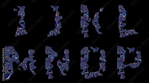 looped 3D animation of the letters of the alphabet on a transparent background