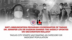 19K views · 718 reactions | WATCH: NAT'L IMMUNIZATION PROGRAM COORDINATOR OF TAGUIG DR. JENNIFER LOU DE GUZMAN SHARES THE WEEKLY UPDATES ON VACCINATION ROLLOUT Taguig City started vaccinating the A5 Category or Indigent Population this week. #ilovetaguig | I Love Taguig | Facebook