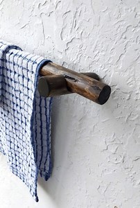 Rustic Walnut Stained Towel Bar, Handmade Cedar Towel Rack, Reclaimed Wood Kitchen Towel Rod, Wooden Bathroom Towel Holder With Brackets - Etsy