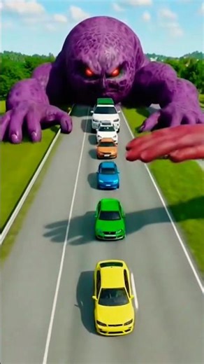 Giant Monster & Hand SLAP vs Tiny & Big Cars 😱 | BeamNG.drive Physics Test