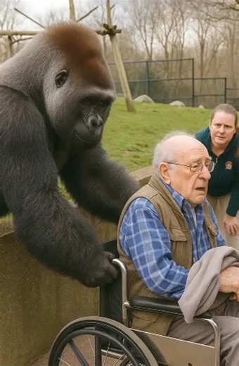 At the zoo, a gorilla suddenly attacked a man in a wheelchair, grabbed the handles of his chair, and refused to let go: the zookeepers tried to save the man, but then something completely unexpected happened 😲😱 The man often spent time at the zoo. Long before the accident, when he could still walk, he had worked there as a caretaker and loved the animals — and the animals loved him in return. Even after retiring, he continued to visit almost every Saturday: he would stand for a long time by th