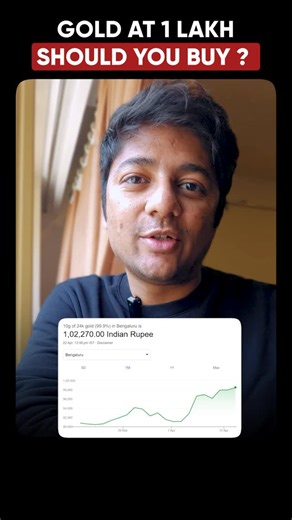 Shashank Udupa on Instagram: "🚨 Gold has officially hit ₹1 LAKH per 10g! If you’re wondering whether to invest now or wait—this video clears it all up. 👇 📈 In 2014, gold was ₹30,000. Today? ₹1,00,000. That’s a solid 12% CAGR. 💹 Compare that to NIFTY 50—which also gave ~12% CAGR in the same period. So what’s the difference? In today’s geopolitical chaos, gold is acting as a stronger hedge. It’s not about just returns—it’s about stability. 💡 Ideally, gold should be 10–20% of your portfolio. I
