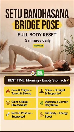 5-Minute Bridge Pose for Strong Spine & Better Digestion! #yoga #health #fitness #viral l