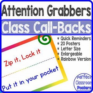 Classroom Call-Backs Call & Response Posters Attention Grabbers, Rainbow Version