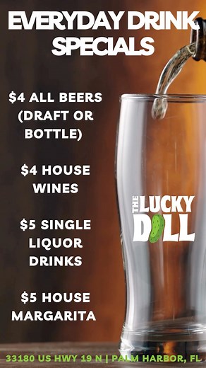  Sip, savor, and save — every single day at The Lucky Dill!  All Draft or Bottle Beers – $4 House Wines – $4 Single Liquor Drinks – $5 House Margarita – $5 Good vibes, great drinks, and even better prices.Pull up a chair and make every day a lucky one! | Lucky Dill Deli | Facebook