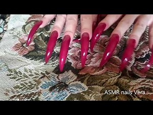 ASMR long red nails scratching pillow