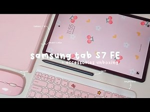 📦 samsung galaxy tab s7 fe unboxing + aesthetic accessories & keyboard (shopee haul philippines) 🎀🌿