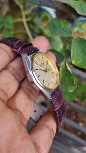 The Stone Age Antiques (Ajesh Jose) on Instagram: "- Vintage Citizen CQ Quartz Watch, • Case size- 35 mm - Dial is beautiful, clean, cream shaded. - Generic leather strap, fits like a charm 2650/- dm for buying"