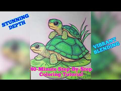 How to color detailed turtle shells | 40-minute step-by-step coloring tutorial