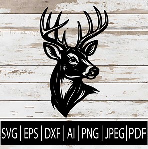 Buck/deer Head SVG | White Tailed Buck Mount Design Clipart for Cricut Sub Laser CNC | Svg Png Jpg Dxf Pdf Ai Eps Digital Download - Etsy