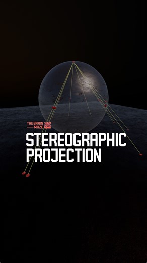 Stereographic Projection - We created this animation to show how a stereographic projection maps points from a sphere onto a plane, preserving angles while transforming curved, three-dimensional geometry into a two-dimensional representation where infinity emerges at a single point. | The Brain Maze