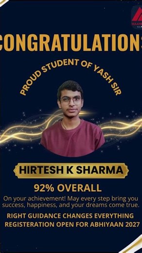 Result bolta hai… Maaheshwari Classes deliver karta hai under the guidance of Yash Maheshwari