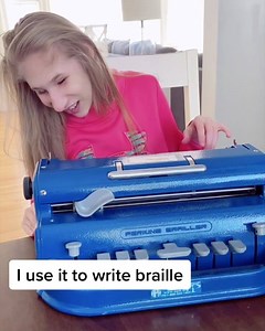 Today, Ruby wanted to give a quick overview of how the Perkins brailler works! Let us know if you have any questions and we’ll answer them in a future video! #braille #PerkinsBrailler #BrailleLiteracy #Blind #VisuallyImpaired Video transcription: This is my Perkins Brailler. I use it to write. Write what? Braille! I’ll show you how it works. Just like a braille cell, there are 6 keys on the brailler. Each key represents a dot on the braille cell. So we have keys 1, 2, 3, 4, 5, 6. This is a space