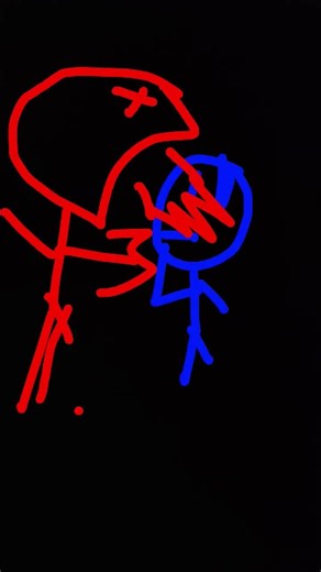 blue teasing orange...Orange become a monster (eats blue) sees a snake...(running for his own life)