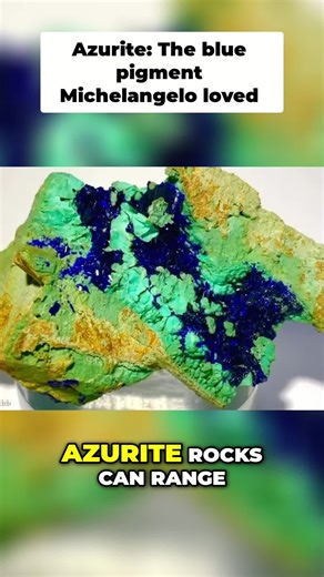 Azurite: nature's deep blue treasure! From royal hues to pigment in Michelangelo's art. But it fades fast! #Azurite #Minerals #Geology #RockTok #Gems