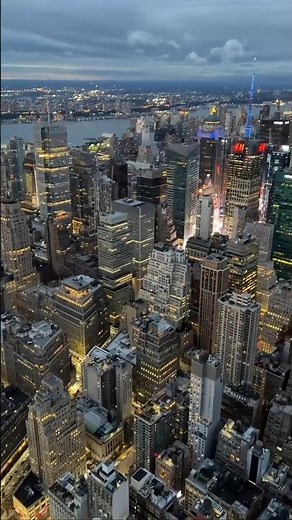 New York City Skyline at Night 🌆 | Times Square Aerial View 4K | Manhattan Drone Shots#shorts #viral