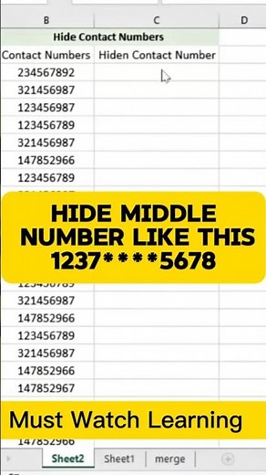 How to Hide Middle Numbers in Excel 🔒 | No Formula Needed!"