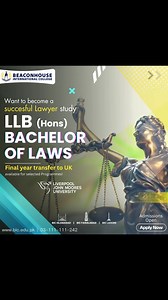Don't miss your chance to join our prestigious LLB program offered by LJMU. Admissions are open for fall intake 2023, apply today and take the first step towards a successful legal career. #LLBAdmissions #LJMU #BeaconhouseInternationalCollege #LawCareer #EducationGoals #education #admissions #admissions2023 | Beaconhouse International College