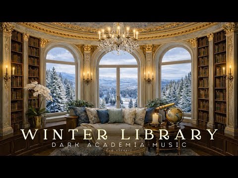 French Chateau Winter Tower Library | Dark Academia Piano Music for Study, Reading & Sleep