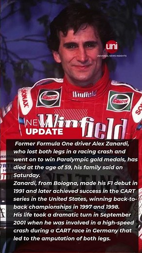 Former F1 driver and Paralympic champion Zanardi dies at 59
