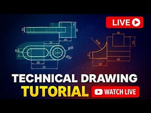 Live Technical Drawing Tutorial | 2D Mechanical Drawing with Dimensions Step-by-Step