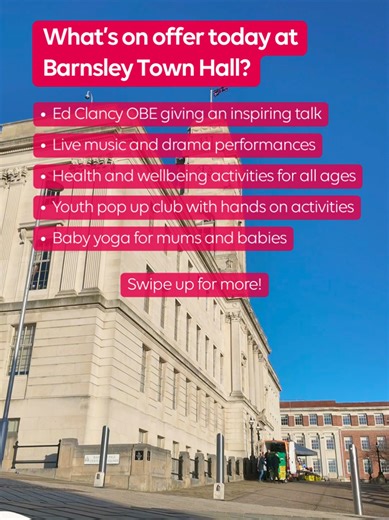 It's day two of Together at the Town Hall. Join us at Barnsley Town Hall for Live Well Day. 😃 #LoveWhereYouLiveBarnsley #Barnsley