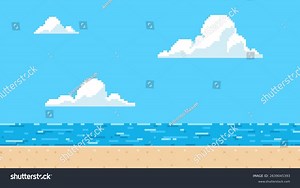 Pixel Art Game Background Sea Beach Stock Vector (Royalty Free) 2639045393 | Shutterstock