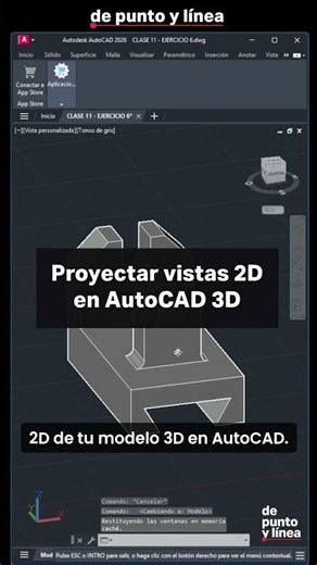 Cómo crear vistas proyectadas (planta y alzados) en AutoCAD 3D Español | CURSO BÁSICO AUTOCAD 89
