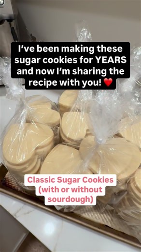 Keep It Sweet Kitchen’s Classic Sugar Cookies This recipe is a tried-and-true sugar cookie classic—no spreading, perfect for decorating, and totally delicious! Plus, you can add sourdough discard if you want! ❤️ Ingredients 1 cup granulated sugar 2 sticks (1 cup) unsalted butter, softened 1 egg 2 teaspoons vanilla extract 3 cups all-purpose flour 1 teaspoon salt Instructions 1. Cream the Butter & Sugar: In a large mixing bowl, beat the butter and sugar together until light and fluffy. 2. Add Wet