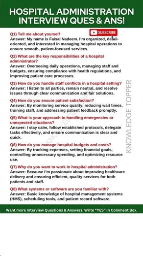 Hospital Administration Interview Questions and Answers | Hospital Administrator Interview Questions