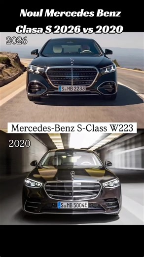 Mercedes-Benz W223 2026 facelift vs. 2020. În ziua aniversării a 140 de la patentul primuluo automobil modern, Mercedes-Benz lansează un “nou Clasa S”. Este faceliftul generației actuale, unul cu 50% din componente noi sau revizuite, spune constructorul. Are de motorizări electrificate: V8 M177 Evo (395 kW/537 CP, 750 Nm), șase cilindri benzină M256 Evo, șase cilindri diesel OM656 Evo și plug-in hybrid cu autonomie electrică în jur de 100 km, toate cu ISG de 17 kW și sistem de 48 V. Puteri benzi