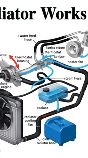 How Car Radiator Works | Engine Cooling System Explained (Simple Diagram)