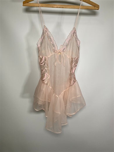 1970s Vintage Lingerie Teddy Soft Pink Sheer Lace Intimates Small Woman Bodysuit Sexy Sleep Lounge Valentine Bride Eighties Xs - Etsy