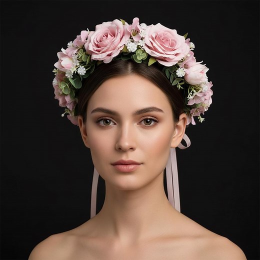Handmade Pastel Rose Flower Crown – Boho Wedding Headpiece - Etsy