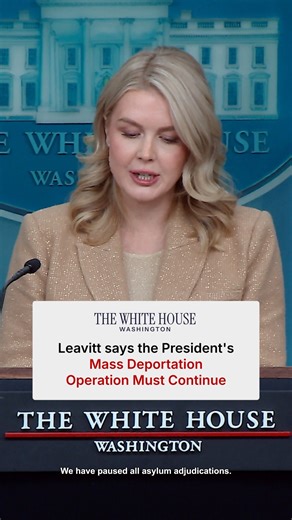 309K views · 13K reactions |  Press Sec: The Trump admin has paused all asylum adjudications and Special Immigrant Visas — programs that many Afghans used to enter the United States during the Biden administration. President Trump's mass deportation operation continues. | The White House | Facebook