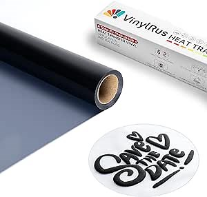 VinylRus Black Puff Vinyl Heat Transfer -12” x 6ft Puffy 3D Iron on Vinyl for T-Shirt, Puff HTV Vinyl Roll for Silhouette Cameo, or Maker, Easy to Cut and Weed