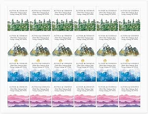 Personalized Watercolor Nature Return Address Labels / 72 Custom Landscape Sheeted Labels / 1.5" x 1.75" Address Tags / 4 Alternating Designs