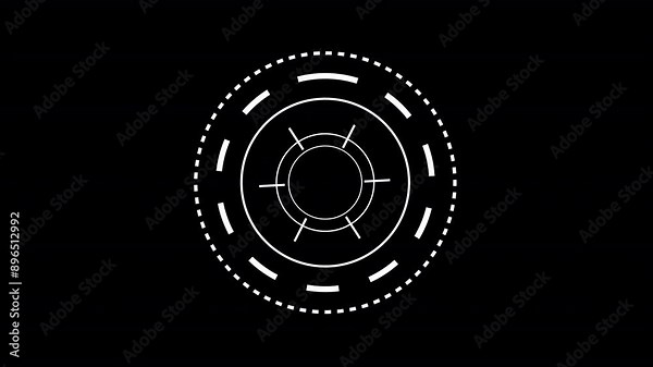 Futuristic Digital HUD UI GIF with Transparent Background for Creative Projects. Spinning wheel. Digital interface. Digital screen. Cyberpunk HUD. Animated interface elements. Video elements.
