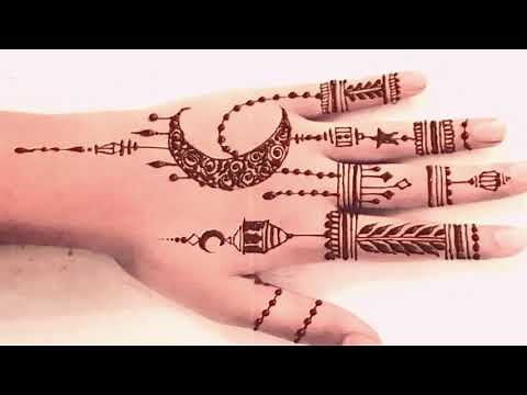 Easy Ramadan EID Moon Henna design with stars and lanterns | Latest Simple Mehndi design
