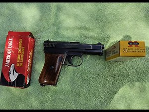 The Mauser Model 1910 semi auto pistol in caliber .25 ACP or 6.35MM Browning as known in Europe