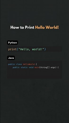How to Print Hello World! Python vs Java #code #python #Java