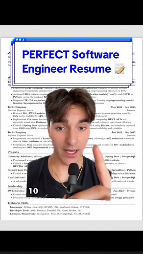 SWErikCodes on Instagram: "This is the perfect software engineering resume template #coding #resume #resumetips #softwareengineer #cs #computerscience #techjobs #faang"