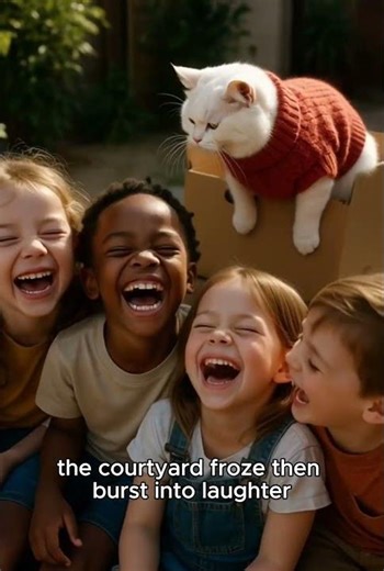 Chubby White Cat in a Sweater Goes on an Accidental “Box Tour” and Becomes a Yard Superstar!