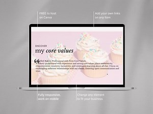 Bakery Website Theme Template White and Pink, Social Media Templates With Banner for Your Bakery or Pastry Branding, One Page Canva Website - Etsy