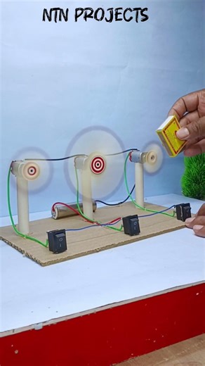 Amazing 🔥 Triple way Fire Hole project with Matchsticks & DC Motors 🔌⚡ #schoolproject #diy #ideas