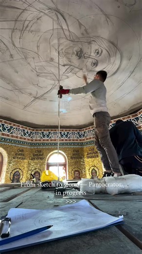 The process of creating the mosaic of Christ Pantocrator - from vision to sacred form 🙏🏻 #IconPainting #Orthodox #Orthodoxicon #Artist #iconic