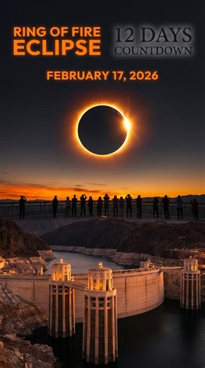 IN 12 DAYS—February 17, 2026—a rare "Ring of Fire" annular solar eclipse creates one of nature's most spectacular shows. The Moon covers 96% of the Sun, leaving a blazing ring of light around the edges visible for several breathtaking minutes. While the full "ring of fire" is visible only from Antarctica, a partial eclipse will be seen from southern South America and southern Africa. This eclipse kicks off a rare three-year series of annular eclipses (2026-2028) that won't repeat for decades. Th
