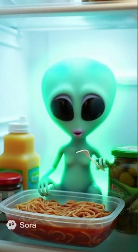 Baby Alien in my fridge late night #alien #ufo #aliens #funny